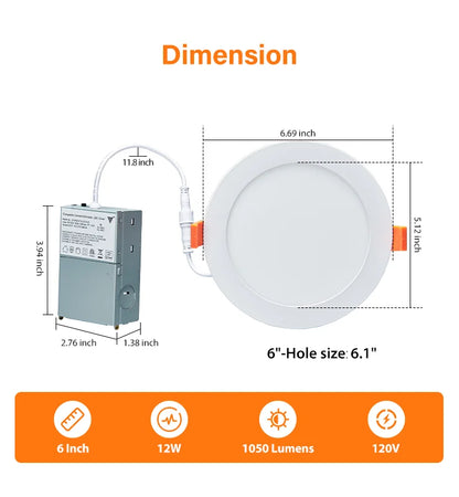 ComiLED 6 Inch White Canless Recessed lighting  12-Pack