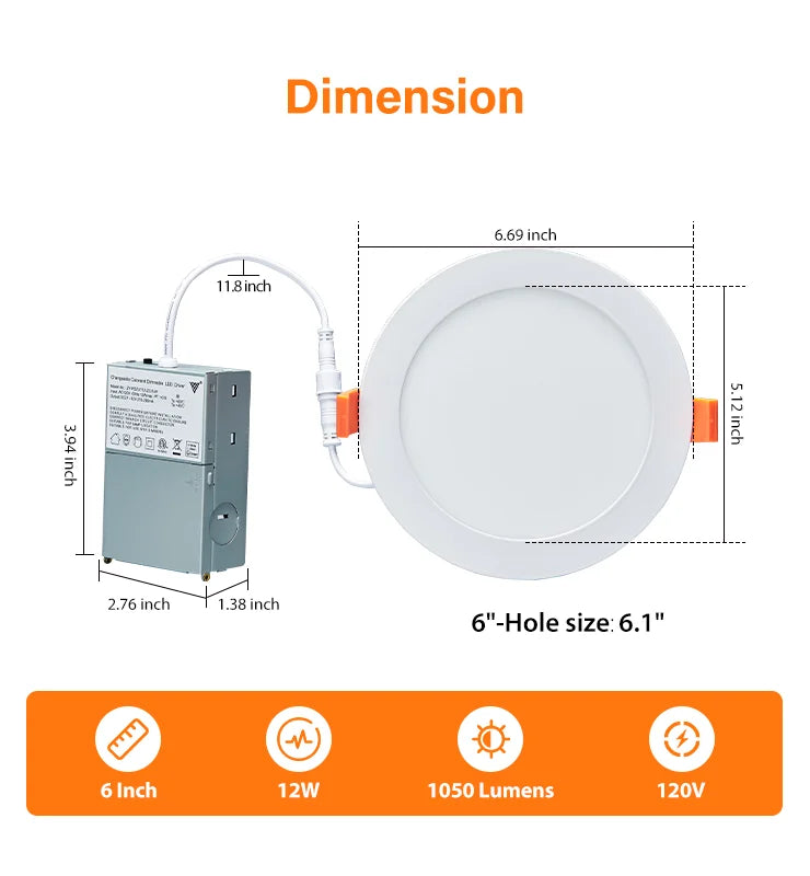 ComiLED 6 Inch White Canless Recessed lighting  12-Pack