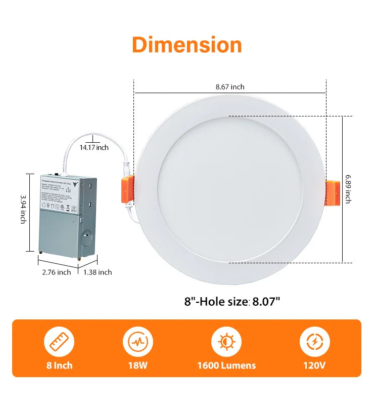 Wholesale 8 Inch White Canless Recessed Lighting