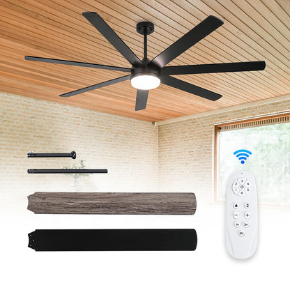 ComiLED 72 Inch Black Ceiling Fan with Light & Remote, Bi-color