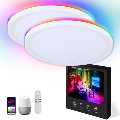 ComiLED 12 Inch Smart Ceiling Light with Remote 2-Pack