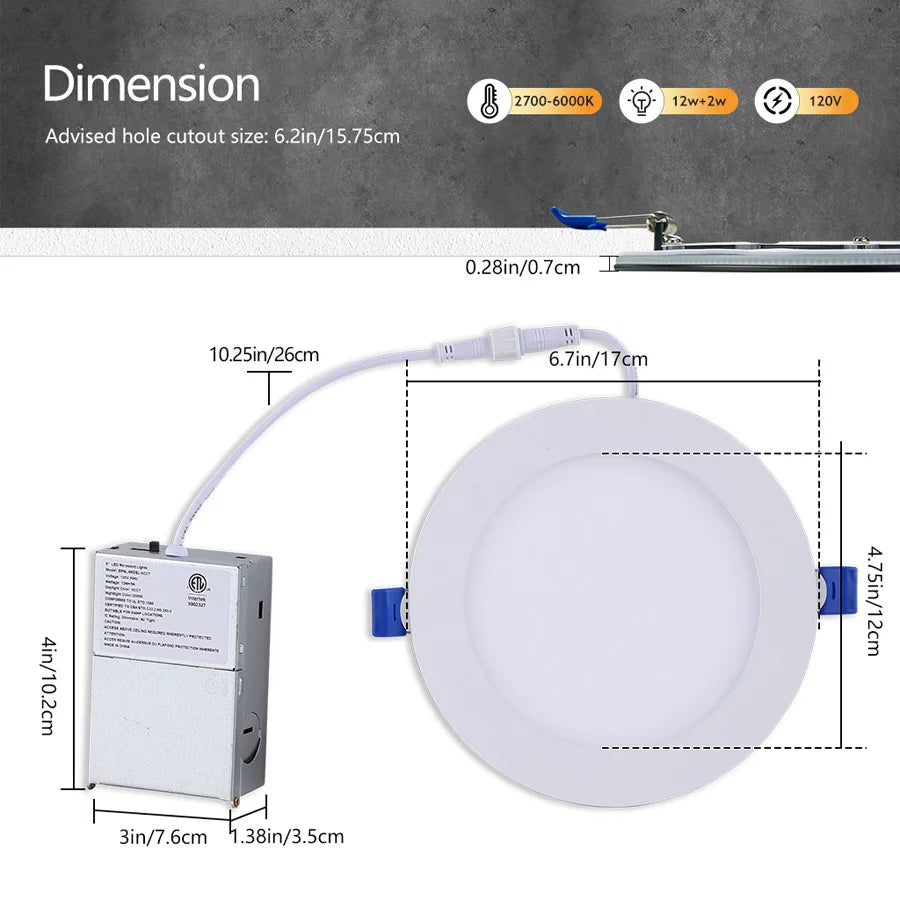 ComiLED 6 Inch White Smart Recessed Lighting 12-Pack