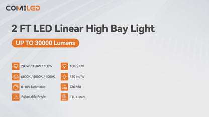 ComiLED 3CCT Linear High Bay 200W/150W/100W 2-Pack