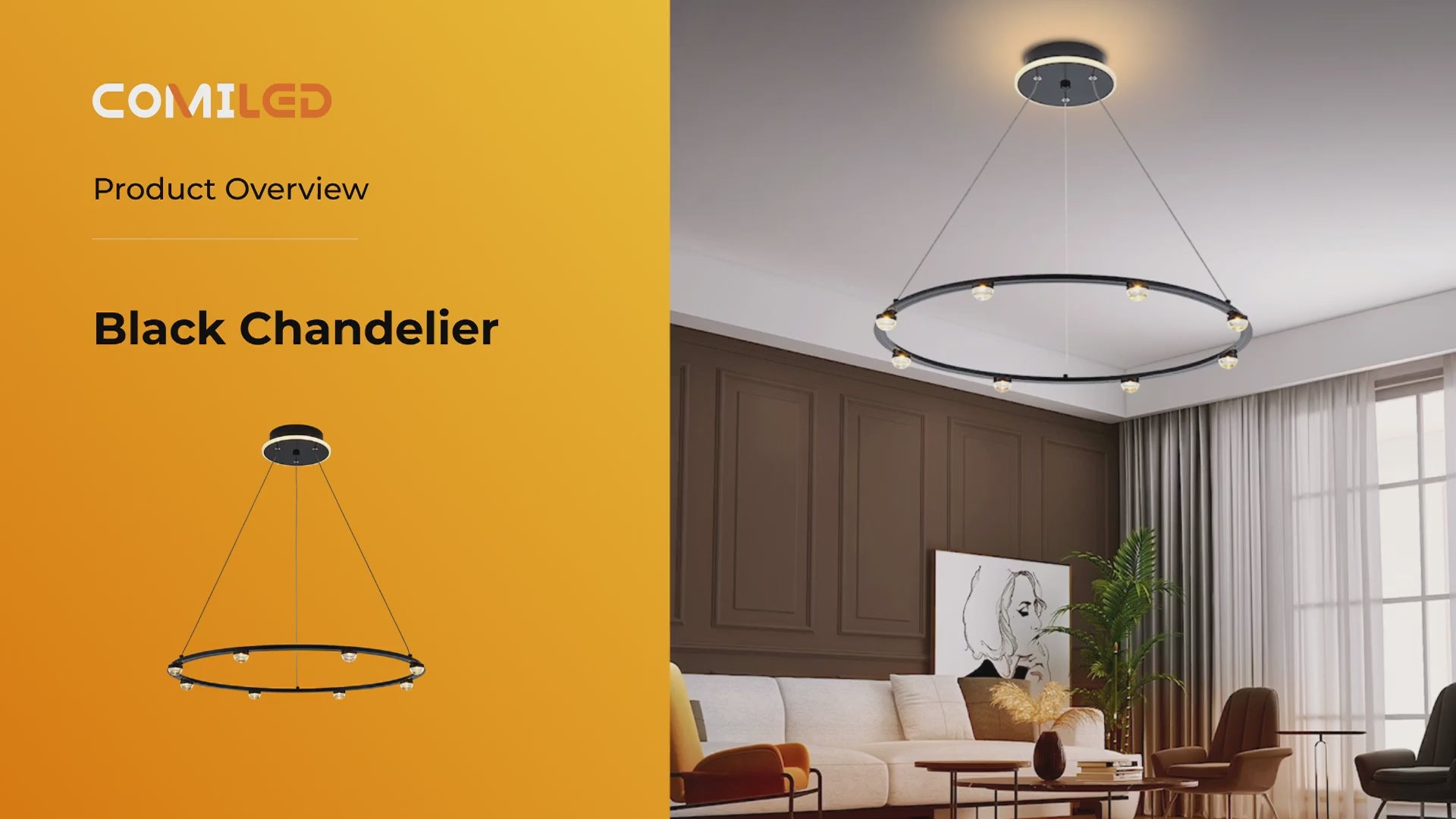 ComiLED Black Modern Chandelier