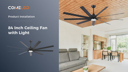 ComiLED Large 84 Inch Ceiling fan with Light & Remote