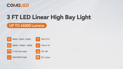 ComiLED 3CCT Linear High Bay 300W/250W/200W 2-Pack